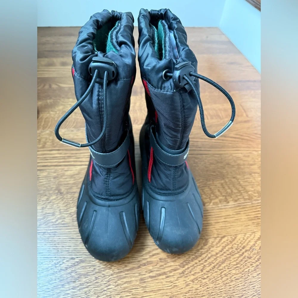 SOREL Flurry Snow Boots Unisex Winter Warm Black Red Performance‎ Insulated 4
